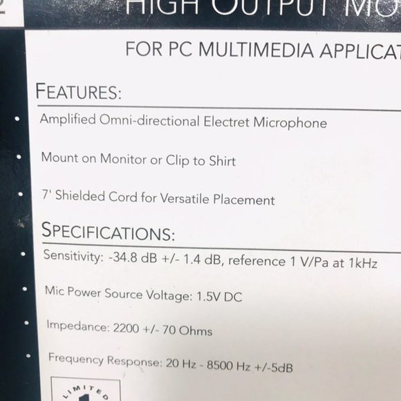 NEW IN BOX High Output Monitor Mic Labtec AM-232 - Picture 3 of 3